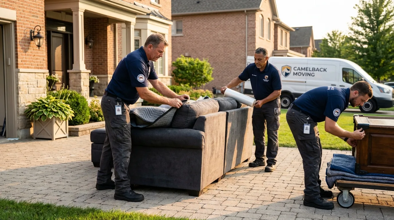 Large estate moving crew wrapping furniture in Liberty Center, OH